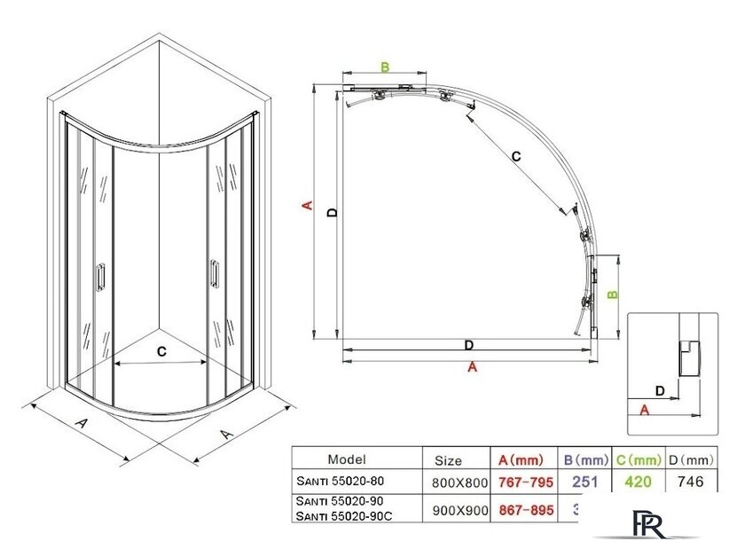 Душевой уголок Roxen Santi 55020-80B 80х80 - Изображение №11 — Интернет-магазин ПроЗаказ