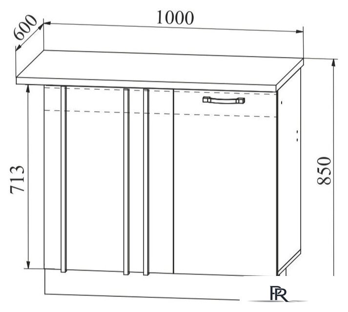 Шкаф напольный ДСВ Тренто СУ 1000 левый (серый/белый) - Изображение №2 — Интернет-магазин ПроЗаказ