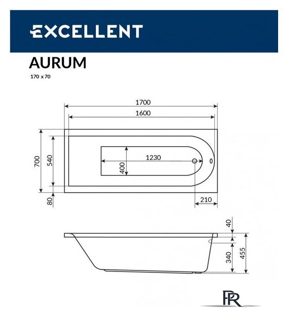 Ванна Excellent Aurum 170x70 (с ножками) - Изображение №4 — Интернет-магазин ПроЗаказ