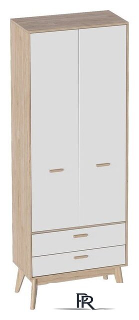 Шкаф распашной Мебельград Калгари 2дв 2ящ 80.5x58x220 (дуб натуральный светлый/белый матовый) - Изображение №1 — Интернет-магазин ПроЗаказ