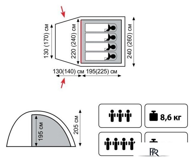 Кемпинговая палатка TRAMP Bell 4 v2 - Изображение №2 — Интернет-магазин ПроЗаказ