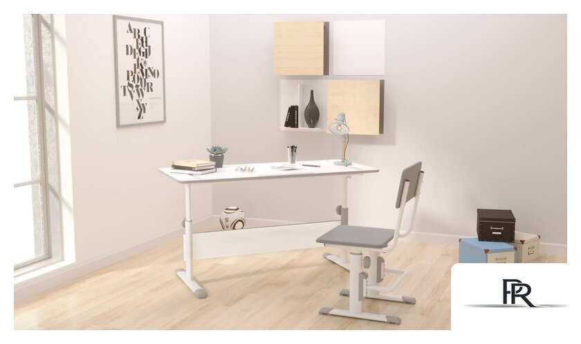 Парта Polini Kids City D2 (без стула, белый/серый) - Изображение №4 — Интернет-магазин ПроЗаказ