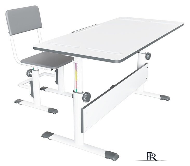 Парта Polini Kids City D2 (без стула, белый/серый) - Изображение №2 — Интернет-магазин ПроЗаказ