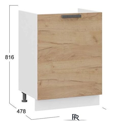 Шкаф напольный Трия Детройт 1Н6М с одной дверью (белый/дуб крафт золотой) - Изображение №3 — Интернет-магазин ПроЗаказ
