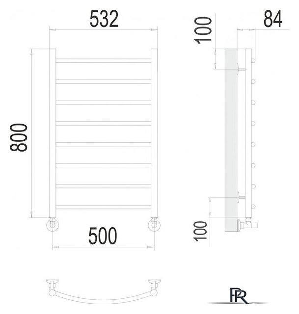 Полотенцесушитель TERMINUS Классик П8 500x800 (RAL 9003 белый) - Изображение №3 — Интернет-магазин ПроЗаказ