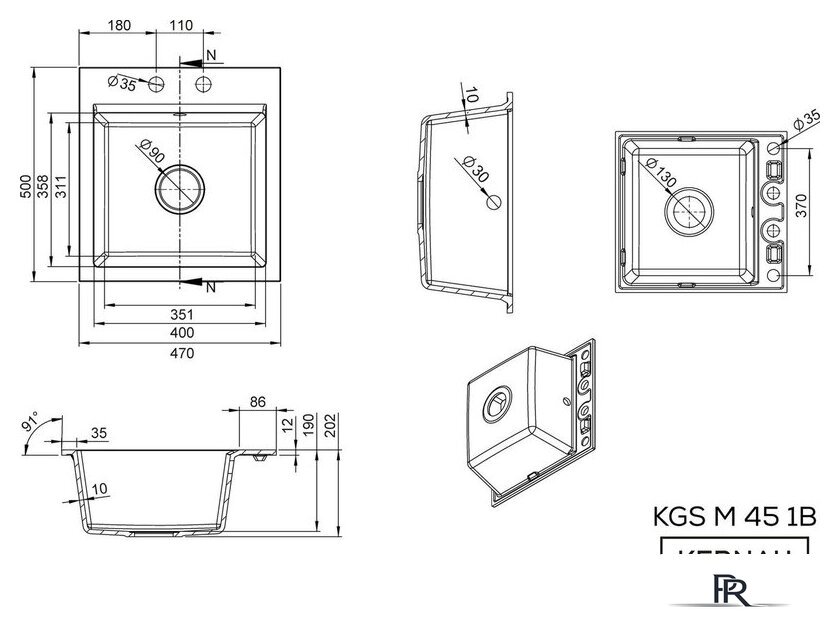 Кухонная мойка Kernau Kgs M 45 1B Pure White - Изображение №2 — Интернет-магазин ПроЗаказ