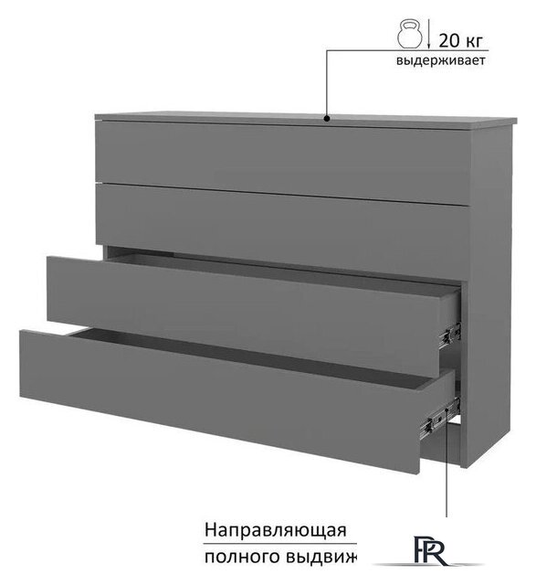 Комод Горизонт Нео 1050 4 ящика (серый графит) - Изображение №10 — Интернет-магазин ПроЗаказ