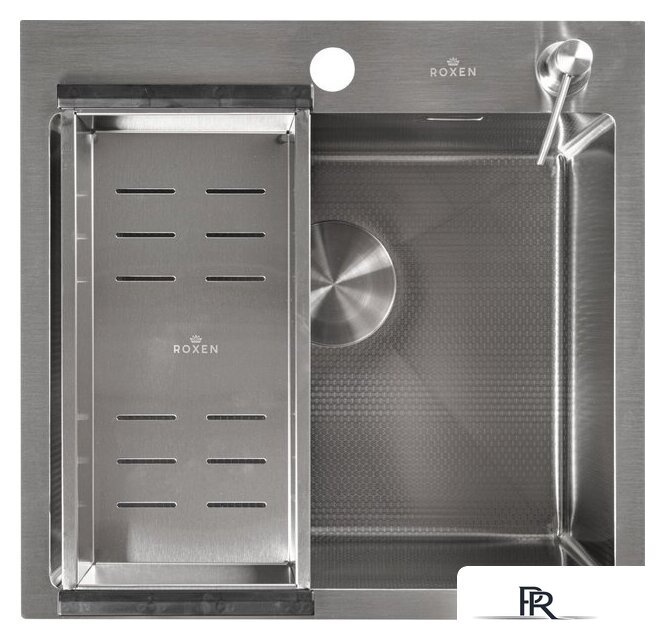Кухонная мойка Roxen Snake 560220-50-S (50*48) сатин/текстурная поверхность (с коландером и дозатором) - Изображение №7 — Интернет-магазин ПроЗаказ