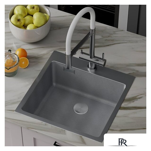 Кухонная мойка Roxen Snake 560220-50-S (50*48) сатин/текстурная поверхность (с коландером и дозатором) - Изображение №6 — Интернет-магазин ПроЗаказ