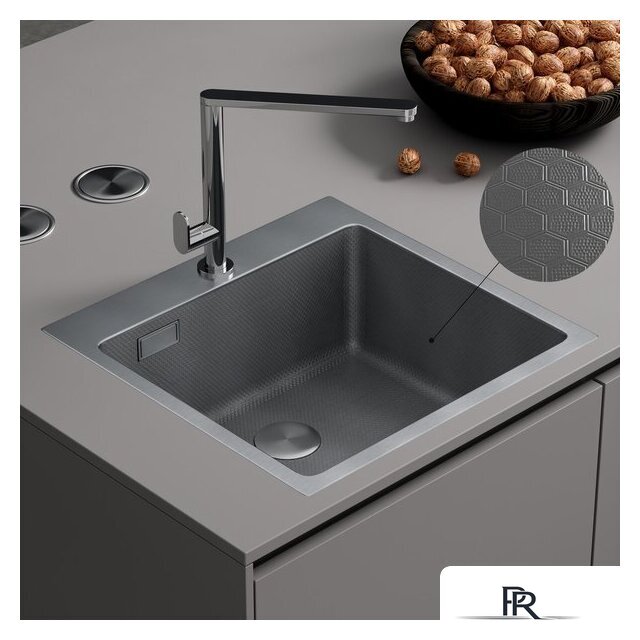 Кухонная мойка Roxen Snake 560220-50-S (50*48) сатин/текстурная поверхность (с коландером и дозатором) - Изображение №1 — Интернет-магазин ПроЗаказ