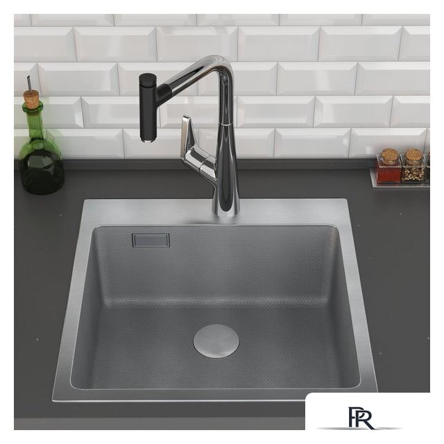 Кухонная мойка Roxen Snake 560220-50-S (50*48) сатин/текстурная поверхность (с коландером и дозатором) - Изображение №4 — Интернет-магазин ПроЗаказ