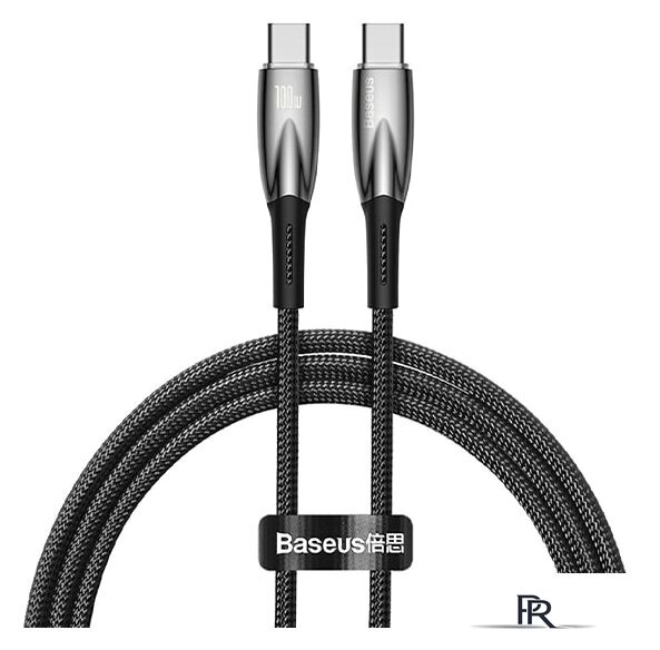 Кабель Baseus Glimmer Series Fast Charging Data Cable USB Type-C - Type-C 100W CADH000801 (2 м, черный) - Изображение №1 — Интернет-магазин ПроЗаказ
