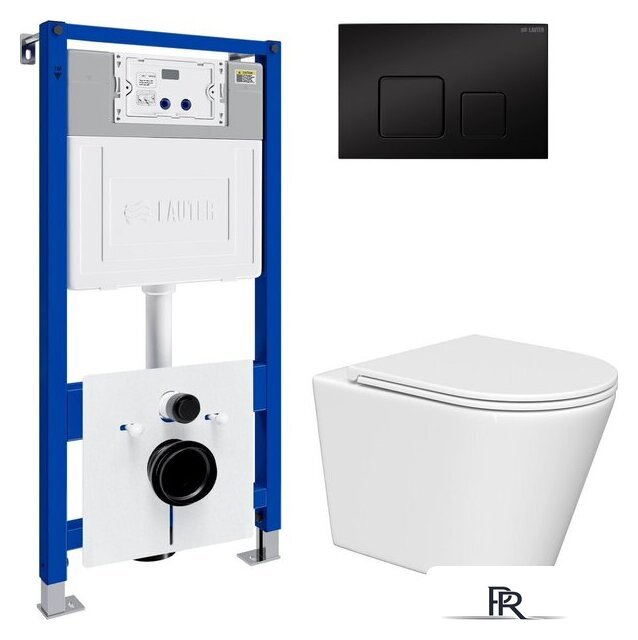 Унитаз подвесной Lauter Longer 2110822 с кнопкой 219704F (квадратная, черный) - Изображение №2 — Интернет-магазин ПроЗаказ