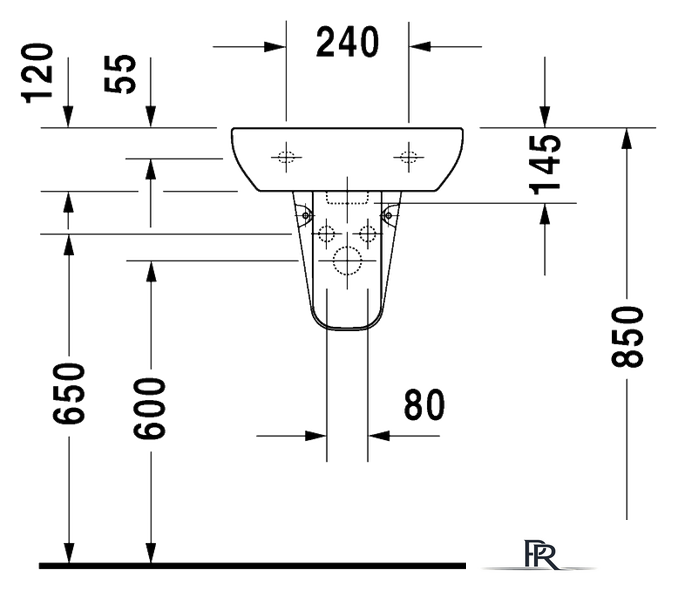 Умывальник Duravit D-Code 45x34 (07054500002) - Изображение №3 — Интернет-магазин ПроЗаказ