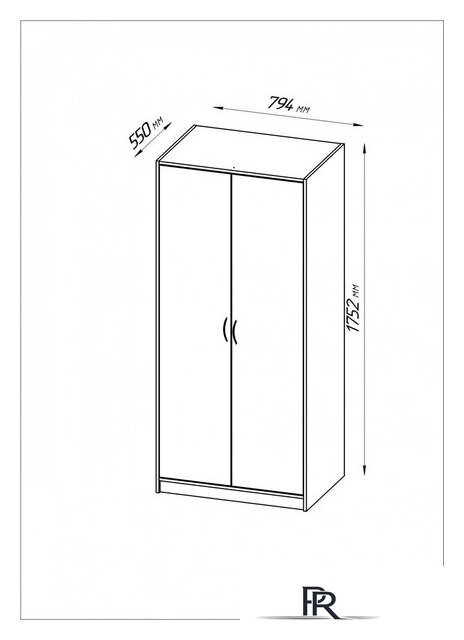 Шкаф распашной Mio Tesoro Мини 2 двери 2.07.01.030.12 (черный/сонома) - Изображение №4 — Интернет-магазин ПроЗаказ