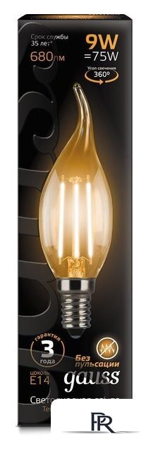 Светодиодная лампочка Gauss Filament Candle tailed E14 9 Вт 2700 К 104801109 - Изображение №2 — Интернет-магазин ПроЗаказ