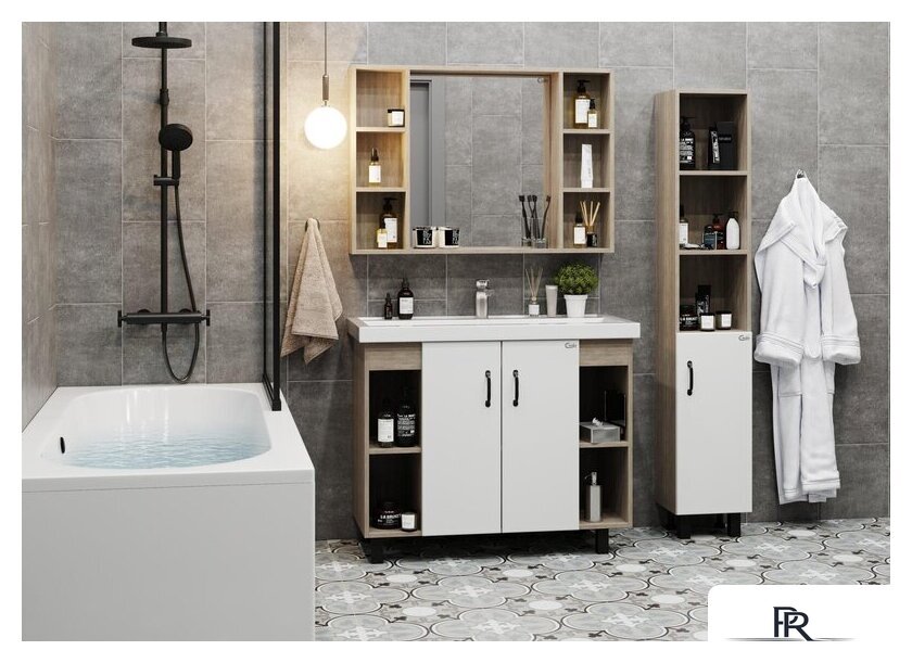  Onika Тумба под умывальник Тимбер 100.10 110011 (белый матовый/дуб сонома) - Изображение №2 — Интернет-магазин ПроЗаказ