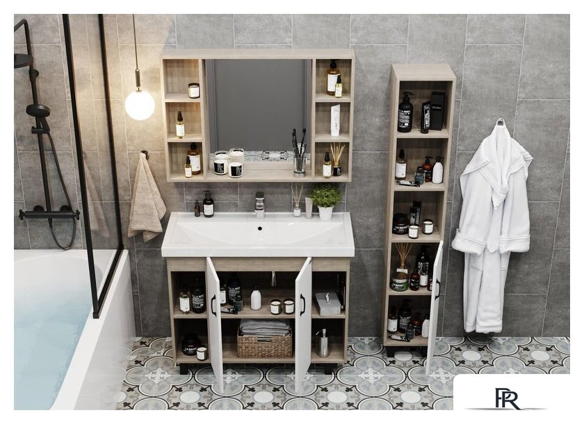  Onika Тумба под умывальник Тимбер 100.10 110011 (белый матовый/дуб сонома) - Изображение №3 — Интернет-магазин ПроЗаказ