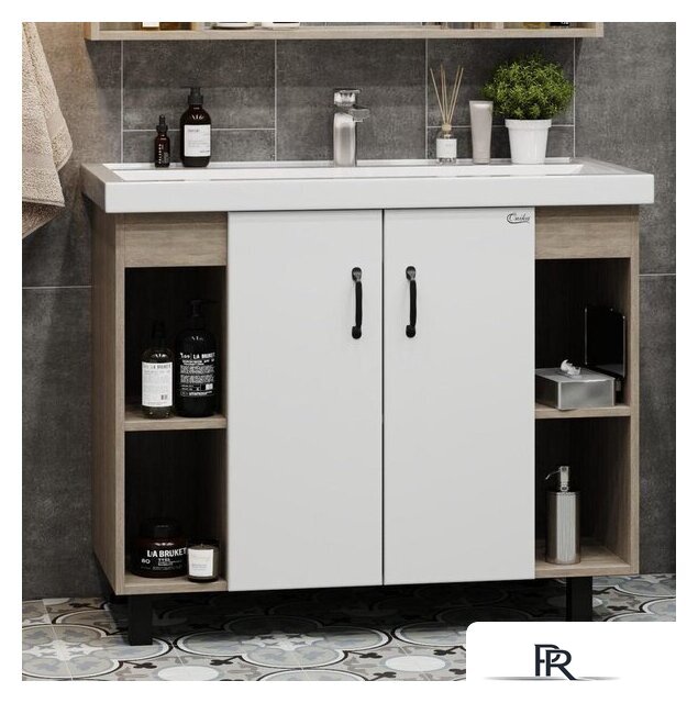  Onika Тумба под умывальник Тимбер 100.10 110011 (белый матовый/дуб сонома) - Изображение №1 — Интернет-магазин ПроЗаказ