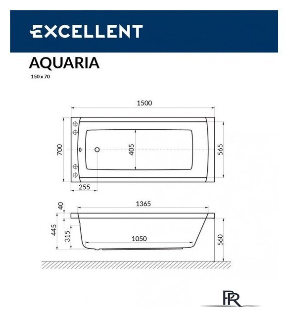 Ванна Excellent Aquaria 150x70 (с ножками) - Изображение №5 — Интернет-магазин ПроЗаказ