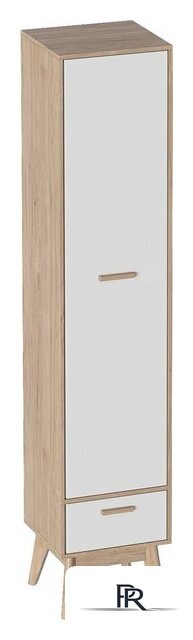 Шкаф-пенал Мебельград Калгари 1-дверный (дуб натуральный светлый/белый матовый) - Изображение №1 — Интернет-магазин ПроЗаказ