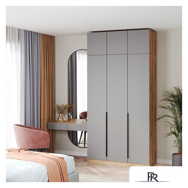 Шкаф распашной Soma Lord Black 3-х створчатый 120x240 (дуб крафт золотой/серый) - Изображение №5 — Интернет-магазин ПроЗаказ