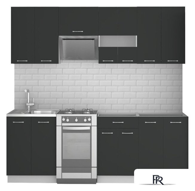 Готовая кухня Mio Tesoro Экстра-лайт 2.2 без столешницы (антрацит) - Изображение №1 — Интернет-магазин ПроЗаказ