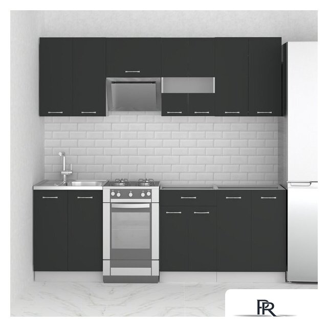 Готовая кухня Mio Tesoro Экстра-лайт 2.2 без столешницы (антрацит) - Изображение №3 — Интернет-магазин ПроЗаказ