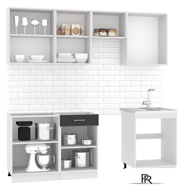 Готовая кухня Mio Tesoro Экстра-лайт 2.2 без столешницы (антрацит) - Изображение №2 — Интернет-магазин ПроЗаказ