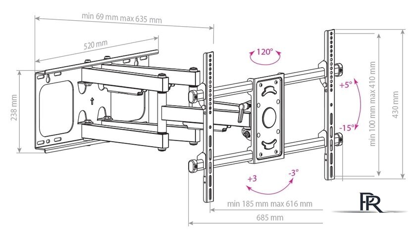 Кронштейн для телевизора Arm Media Paramount-70 - Изображение №4 — Интернет-магазин ПроЗаказ