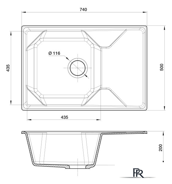 Кухонная мойка GranFest GF-U-740L (иней) - Изображение №3 — Интернет-магазин ПроЗаказ
