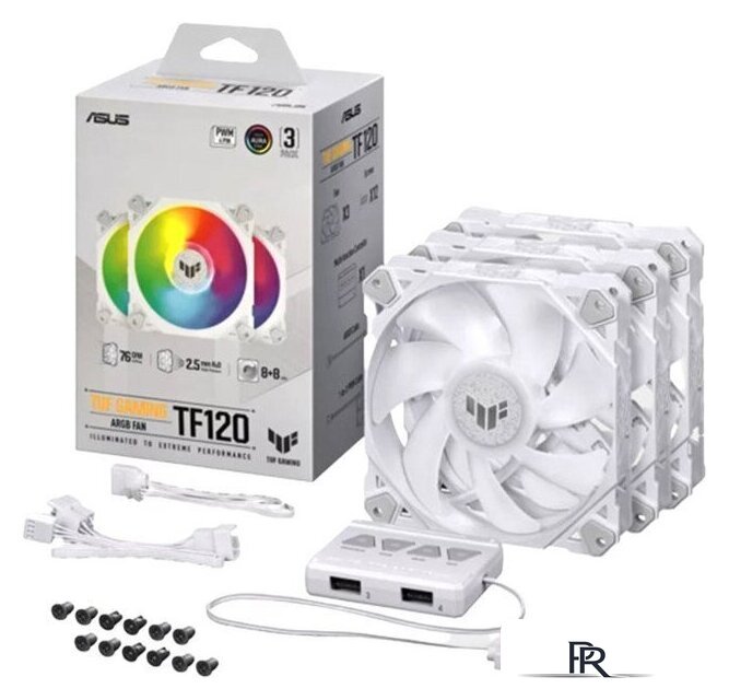 Комплект вентиляторов для корпуса с контроллером ASUS TUF Gaming TF120 ARGB Triple Fan Kit White Edition - Изображение №1 — Интернет-магазин ПроЗаказ