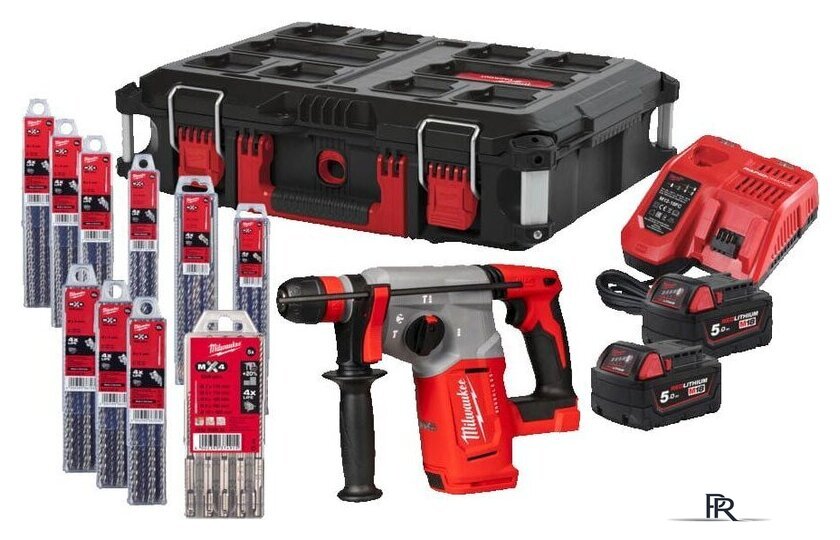 Перфоратор Milwaukee M18 BLHX100P-502P 4933498243 (с 2-мя АКБ, кейс, набор оснастки) - Изображение №1 — Интернет-магазин ПроЗаказ