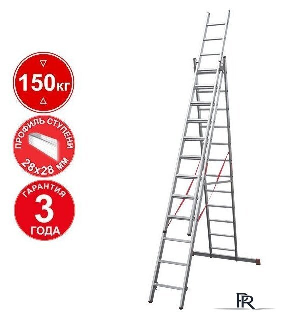 Лестница-стремянка Новая высота NV 323 трёхсекционная профессиональная 3x12 ступеней - Изображение №1 — Интернет-магазин ПроЗаказ