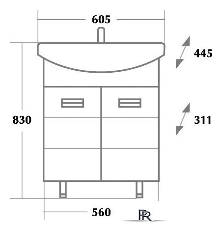  Onika Тумба под умывальник Балтика 60.10 (белый) [106040] - Изображение №3 — Интернет-магазин ПроЗаказ