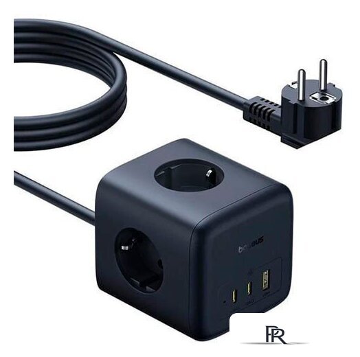 Удлинитель Baseus EnerFill FA11 Cube Power Strip 3AC+1U+2C 67W EU E00082100123-00 (1.5 м, черный) - Изображение №1 — Интернет-магазин ПроЗаказ