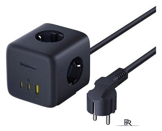 Удлинитель Baseus EnerFill FA11 Cube Power Strip 3AC+1U+2C 67W EU E00082100123-00 (1.5 м, черный) - Изображение №2 — Интернет-магазин ПроЗаказ