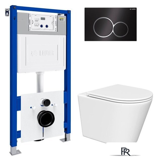 Унитаз подвесной Lauter Longer 2110822 с кнопкой 219704E (круглая, черный) - Изображение №2 — Интернет-магазин ПроЗаказ