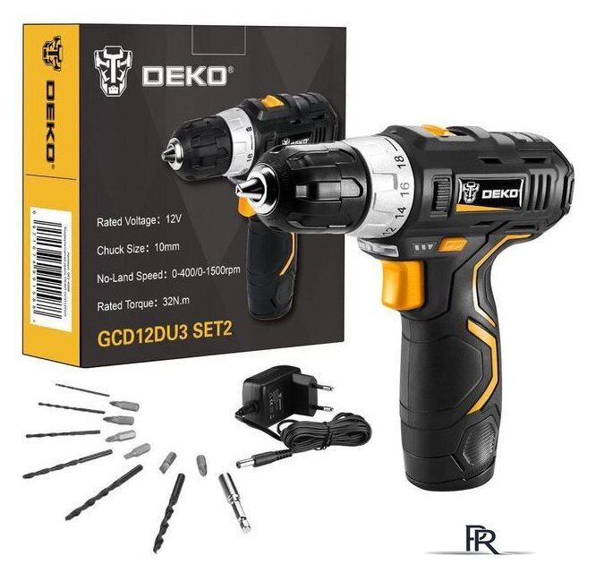 Дрель-шуруповерт Deko GCD12DU3 SET 2 063-4146 (с 1-им АКБ, набор оснастки) - Изображение №1 — Интернет-магазин ПроЗаказ
