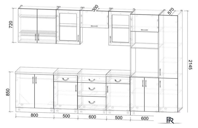 Готовая кухня Интерлиния Мила Крафт 3.4 (дуб английский) - Изображение №4 — Интернет-магазин ПроЗаказ