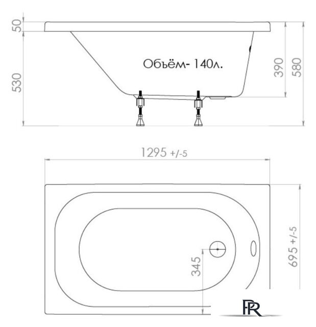 Ванна Triton Стандарт 130x70 (с ножками и экраном) - Изображение №7 — Интернет-магазин ПроЗаказ