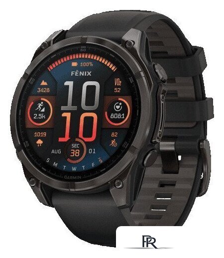 Умные часы Garmin Fenix 8 Sapphire, Titanium 47мм (угольно-черный DLC, пепельно-черный силиконовый ремешок) - Изображение №1 — Интернет-магазин ПроЗаказ