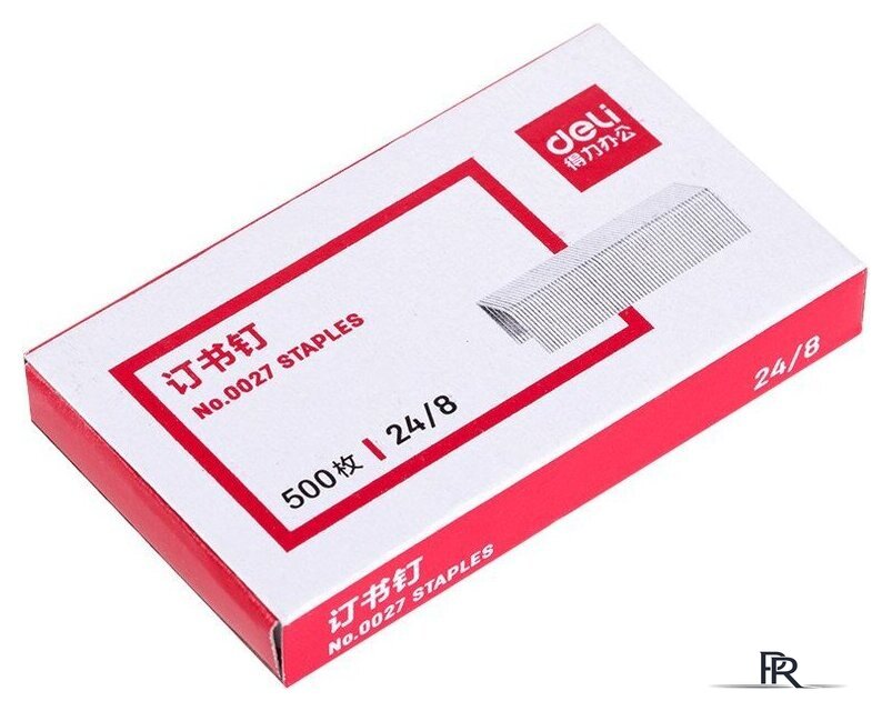 Скобы канцелярские Deli Essential №24/8 0027 (500 шт) - Изображение №1 — Интернет-магазин ПроЗаказ