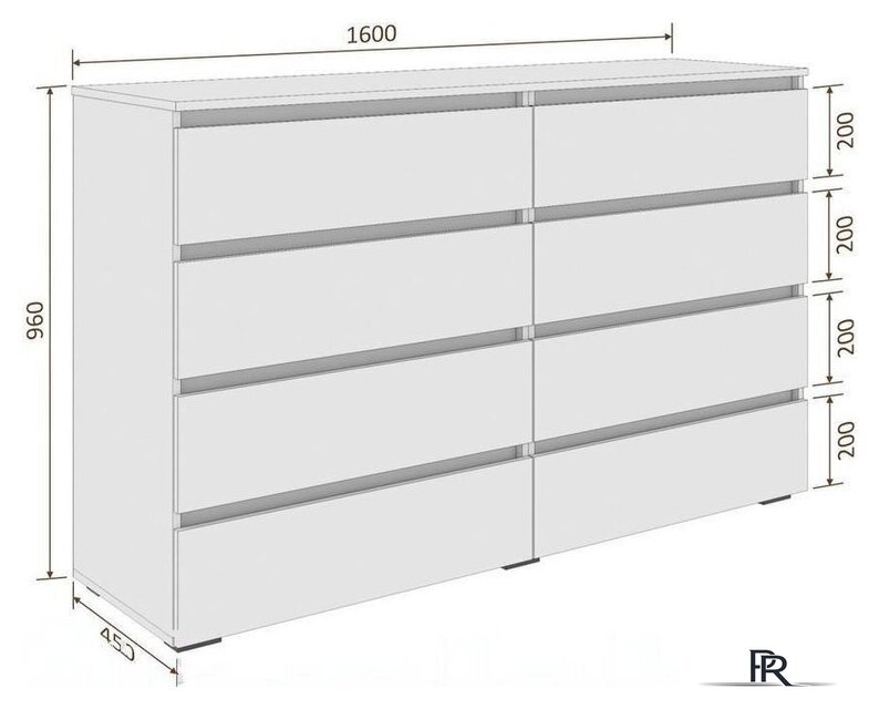 Комод Кортекс-мебель Бари 160 8ш (дуб сонома/дуб сонома/дуб сонома) - Изображение №5 — Интернет-магазин ПроЗаказ