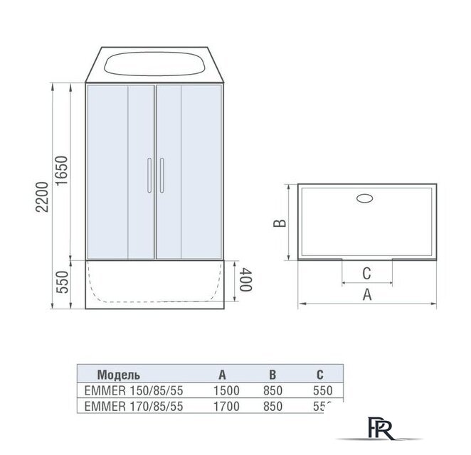 Душевая кабина WeltWasser WW500 Emmer 150/85/55 - Изображение №2 — Интернет-магазин ПроЗаказ