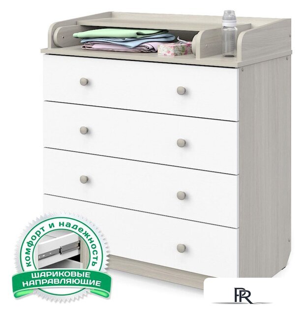 Детский комод Атон Мебель Сириус-2 804 ЛДСП (шимо светлый/белый) - Изображение №1 — Интернет-магазин ПроЗаказ