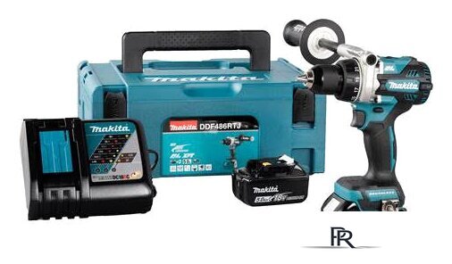 Дрель-шуруповерт Makita DDF486RTJ (с 2-мя АКБ, кейс) - Изображение №1 — Интернет-магазин ПроЗаказ