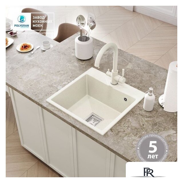 Кухонная мойка Polygran Blade 500 (белый хлопок) - Изображение №3 — Интернет-магазин ПроЗаказ