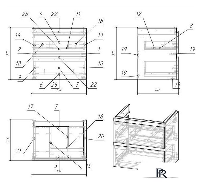  Cersanit Тумба с умывальником Moduo 60 + Moduo 60 - Изображение №4 — Интернет-магазин ПроЗаказ