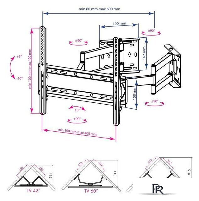 Кронштейн для телевизора Kromax Galactic-44 (черный) - Изображение №2 — Интернет-магазин ПроЗаказ